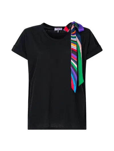 Pucci Bow-embellished Cotton T-shirt In Black