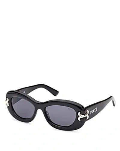 Pucci Geometric Sunglasses, 52mm In Black/gray Solid