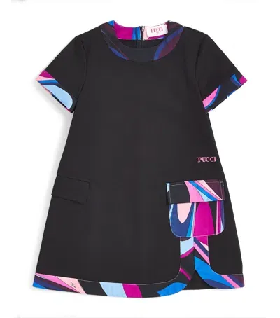 Pucci Junior Kids' Cotton Marmo Print Dress In Black