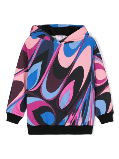 Pucci Junior Kids' Iride-print Hoodie In Black