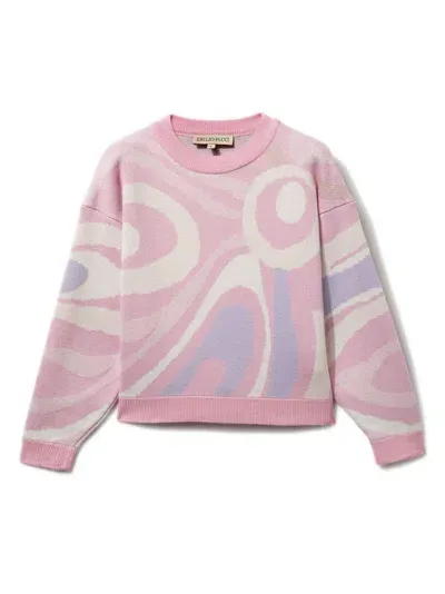 Pucci Junior Kids' Marmo-intarsia Jumper In Pink