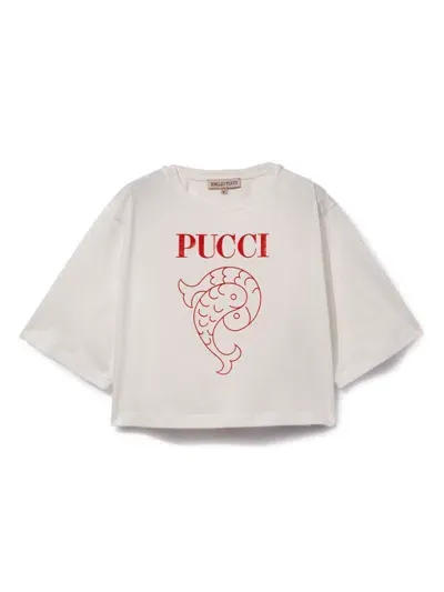 Pucci Junior Kids' Pesci-print T-shirt In White