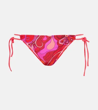 Pucci Printed Bikini Bottoms In Red