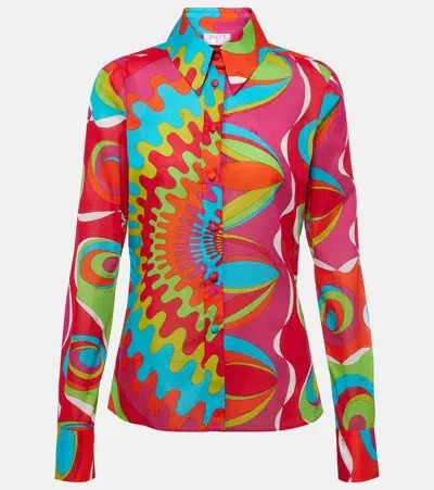 Pucci Printed Cotton Shirt In Multicolor