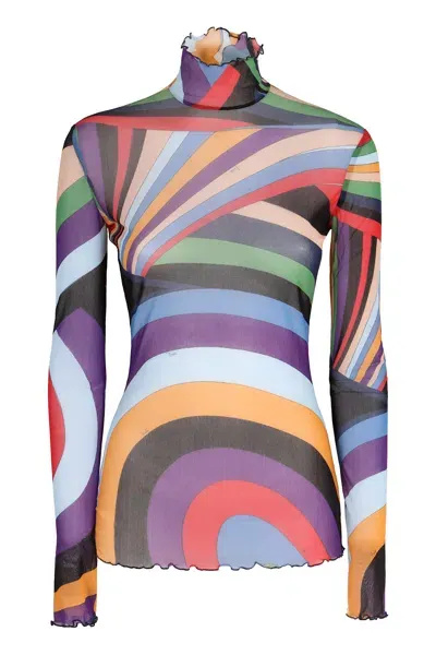 Pucci Printed Long-sleeve Top In Purple