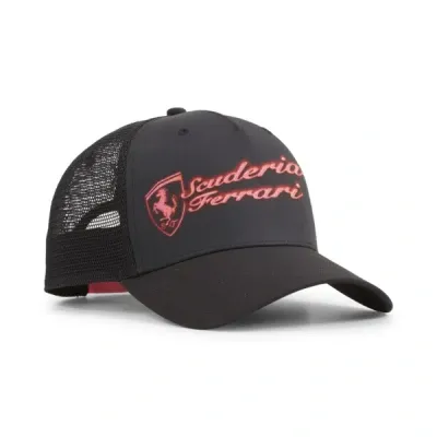 Puma Scuderia Ferrari Neon Energy Trucker Hat In Black-aop