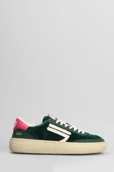 Puraai Sneakers In Green Velvet