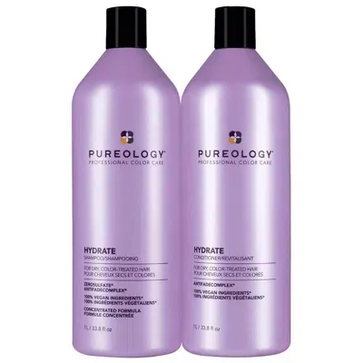 Pureology Hydrate Shampoo And Conditioner Moisturising Supersize Bundle For Dry Hair, Sulphate Free For A Gent In White