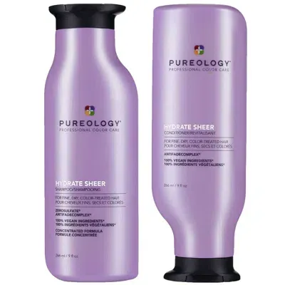 Pureology Hydrate Sheer Shampoo And Conditioner Bundle For Fine, Dry Hair, Sulphate Free For A Gentle Cleanse In White