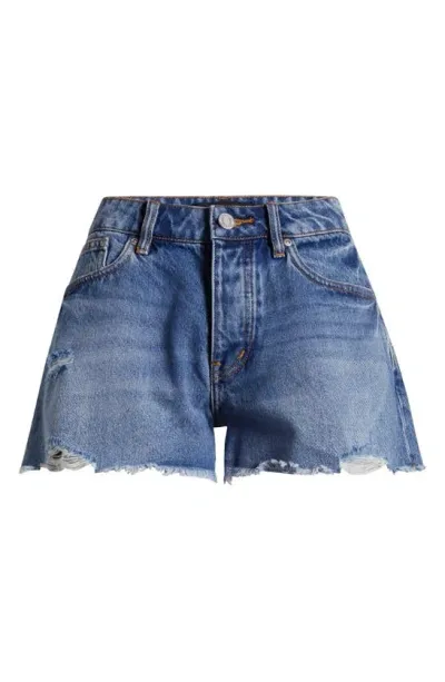 Purple Brand Denim Cutoff Shorts In Mid Indigo