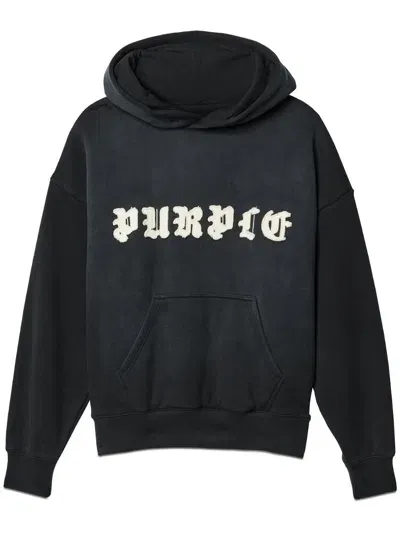 Purple Brand Logo-patch Hoodie In Black