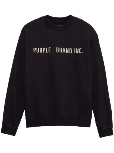 Purple Brand Logo-print Cotton Sweatshirt In Black