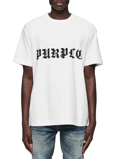 Purple Brand Gothic Wordmark Cotton T-shirt In White