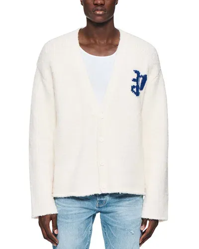 Purple Brand Relaxed Fit Cardigan In Off White