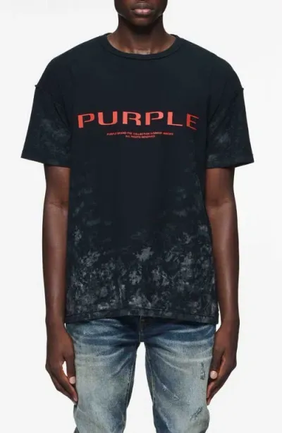 Purple Brand Textured Jersey Logo Graphic Inside Out T-shirt In Black