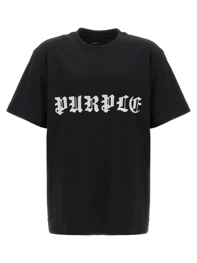 Purple Logo Print T-shirt In White/black