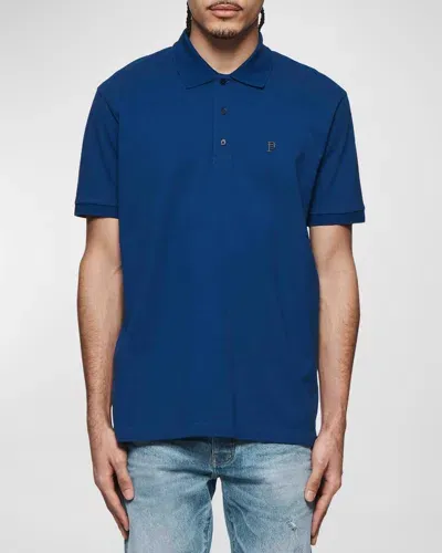 Purple Men's Pique Knit Short-sleeve Polo Shirt In Blue