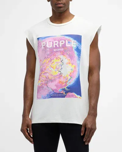 Purple Men's Textured Jersey Sleeveless T-shirt