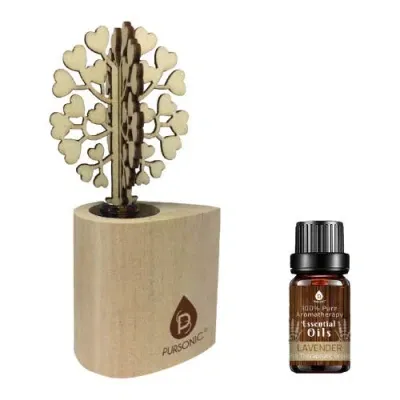 Pursonic 3d Tree Reed Diffuser With 100% Pure Lavender Essential Oil In Brown- Lavender Oil