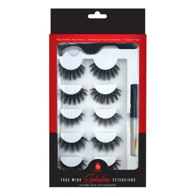 Pursonic Faux Mink Style False Eyelashes Extensions In Black