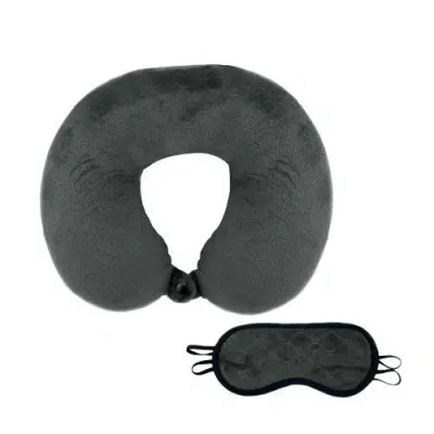 Pursonic Memory Foam Travel Pillow With Sleep Mask In Brown