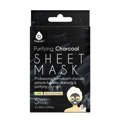 Pursonic Purifying Charcoal Sheet Mask In Black