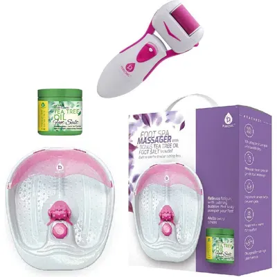 Pursonic Ultimate Foot Care Bundle Foot Spa Massager With Tea Tree Oil Foot Salt Scrub (warming Func In Pink