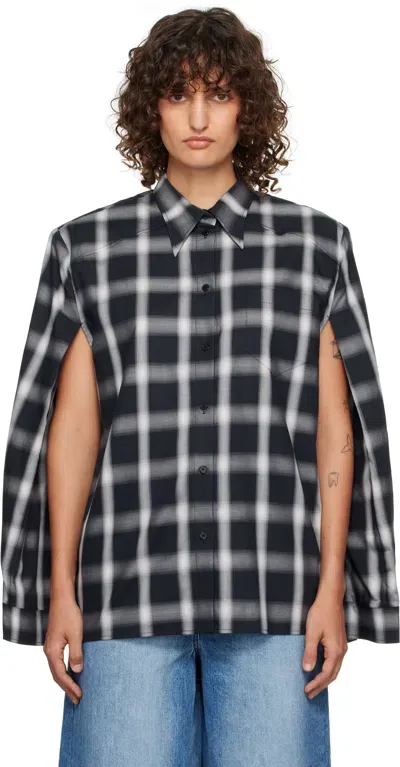 Pushbutton Black Cape Style Shirt In Check