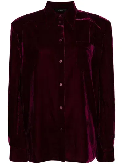 Pushbutton Cape Shirt In Purple