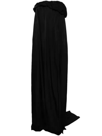 Pushbutton Irregular Tube Maxi Dress In Black