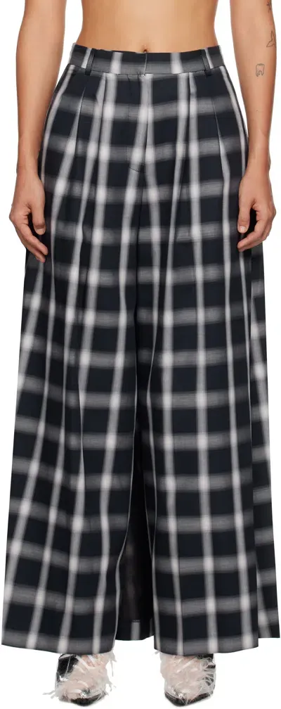 Pushbutton Checked Pants In Black