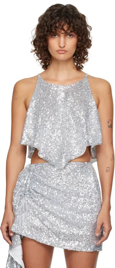 Pushbutton Silver Scarf Silhouette Tank Top