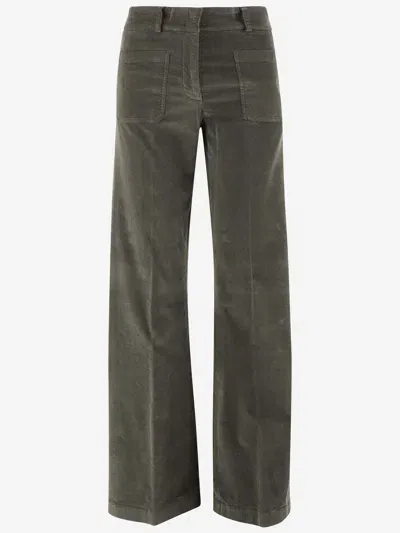 Ql2 Stretch Cotton Velvet Pants In Green