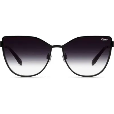 Quay Australia 55mm In Pursuit Cat Eye Sunglasses In Black/smoke Fade Lens