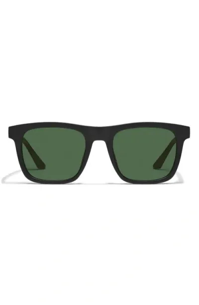 Quay Australia Flip Side 45mm Polarized Square Sunglasses In Matte Black/green Polarized