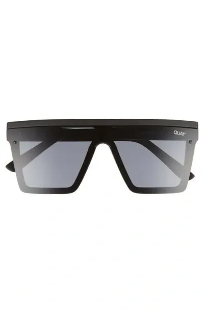 Quay Australia Hindsight 67mm Shield Sunglasses In Black/smoke