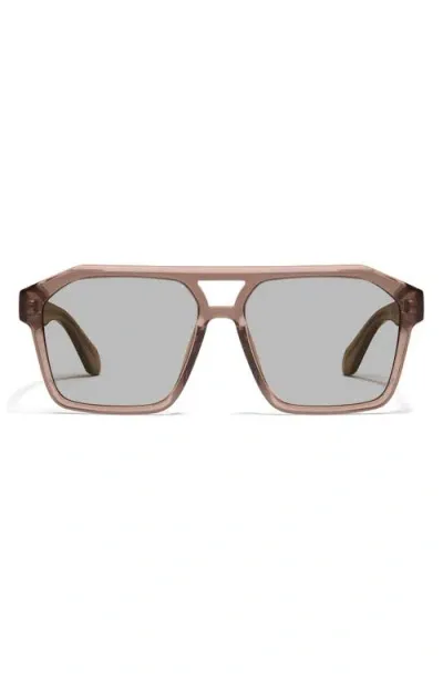 Quay Australia Soundcheck 48mm Gradient Aviator Sunglasses In Doe/tan