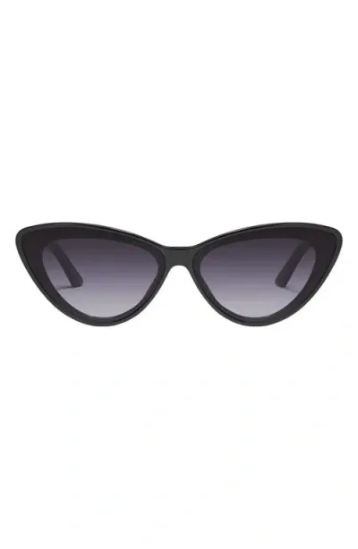 Quay Australia Tempted 46mm Cat Eye Sunglasses In Black/smoke