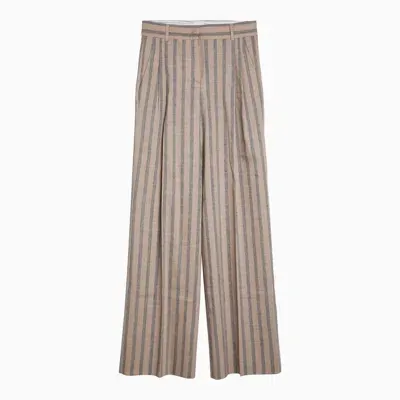 Quelledue Beige Striped And Trousers In Neutrals