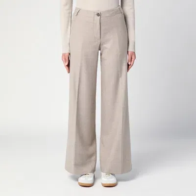 Quelledue Wide Leg Wool Trousers In Neutrals