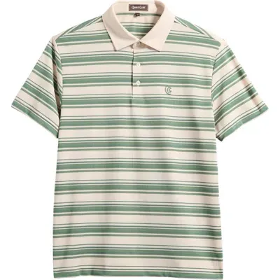 Quiet Golf Monogram Stripe Polo In Olive