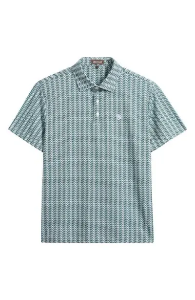 Quiet Golf Monogram Waves Golf Polo In Forest