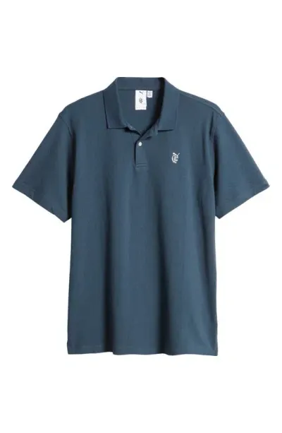 Quiet Golf X Puma Post Round Cotton Golf Polo In Dark Night