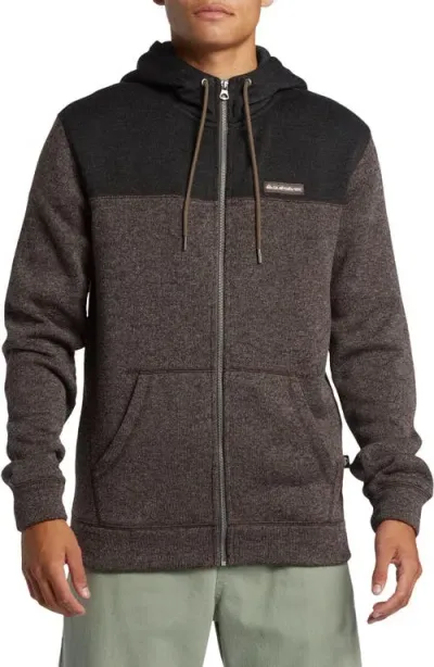 Quiksilver Keller Colorblock Fleece Lined Zip Hoodie In Canteen Heather