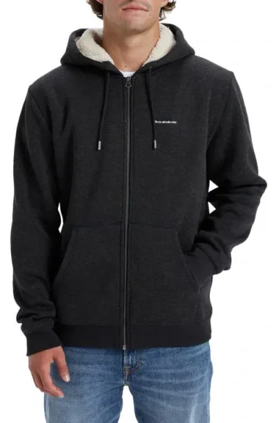 Quiksilver Keller Faux Shearling Lined Hoodie In Black Heather