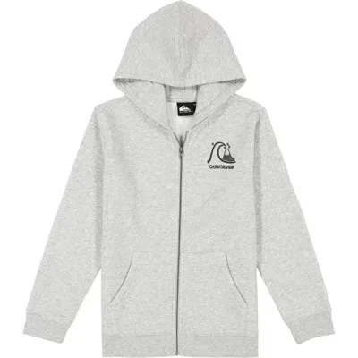 Quiksilver Kids' Big Boys Retro Logo-print Full-zip Fleece Hoodie In Light Grey