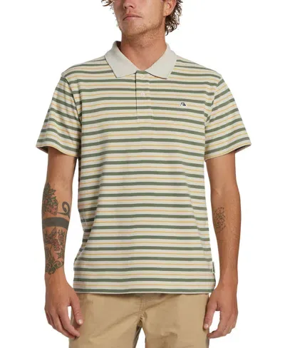 Quiksilver Dna Stripe Organic Cotton Polo In Silver Birch