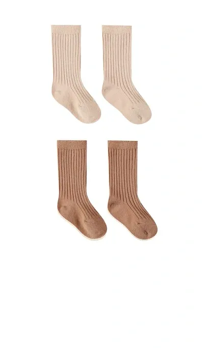 Quincy Mae Socks Set In Shell & Rose