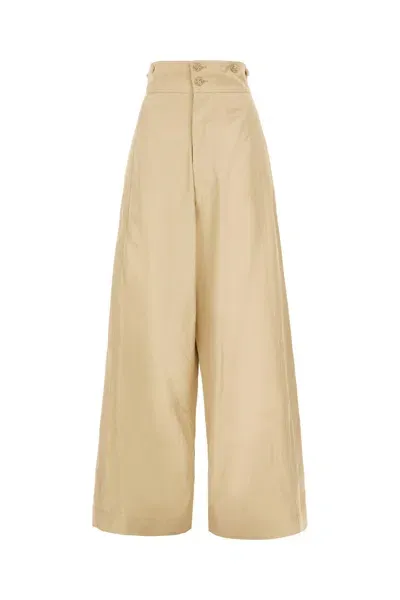 Quira Cotton Baggy Pants In Beige