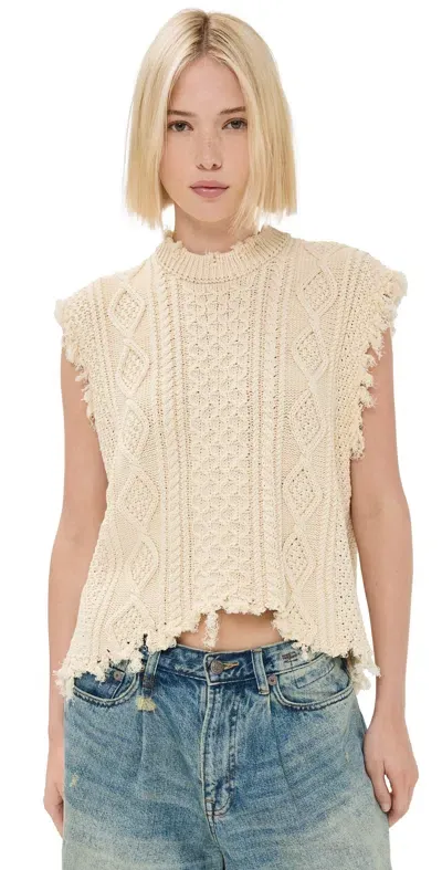 R13 Boyfriend Cable Sweater Vest Cream Cable